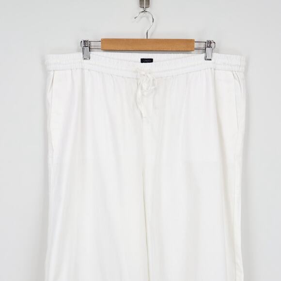 J.Crew Factory Linen Blend Slim Wide Leg Drawstring Pant White Size 18 NWT - Picture 3 of 10